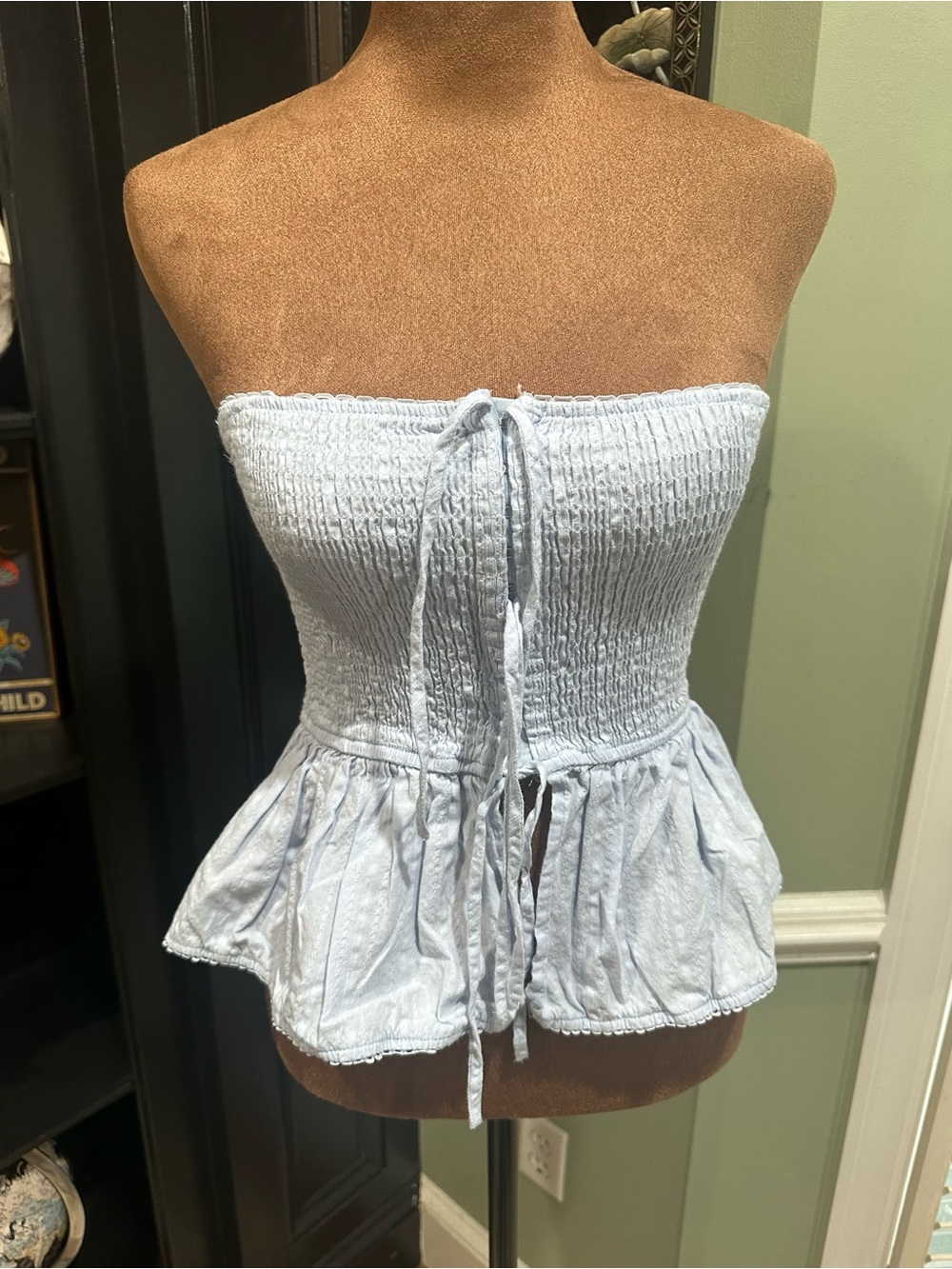 Cotton Candy LA Corset‑Front Eyelet Tube Top – Size Small
